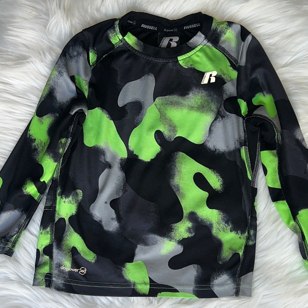 Russell Athletic Boys Black Green & Grey Camouflage Long-Sleeve Shirt